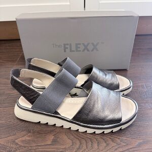 The Flexx pewter leather and stretch sandals